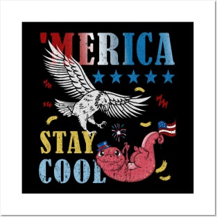 Merica Funny Eagle and Salamander Stay Cool Popsicle Posters and Art